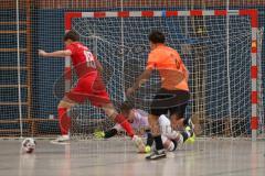 Hallenturnier MTV Ingolstadt - Saison 2025/26 - SV Zuchering - SV Kasing - Can Djedovic TW Kasing - Paul Wärmann rot Zuchering - Vleron Marevci orange KasingFoto: Meyer Jürgen