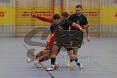 Lotto Bayern Hallencup - Finale - Lindenkreuzhalle Saison 2024/25 - FC Türk Sport Garching - Türk SV Ingolstadt - Aurel Kuqanaj rot Türk Ing -  - Maximilian Kalus schwarz Türk Sport Garching - Foto: Meyer Jürgen