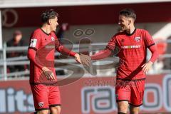 3. Liga; FC Ingolstadt 04 - 1. FC Saarbrücken; Tor Jubel Treffer Dennis Kaygin (10, FCI) Max Besuschkow (17, FCI)