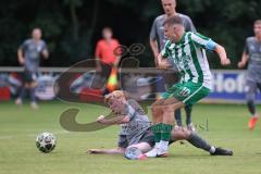 Landesliga - Saison 2025/26 - SV Manching - FC Stätzling - Sebastian Graßl (Nr.10 - SV Manching) - Maximilian Pletschacher FC Stätzling  - Foto: Meyer Jürgen