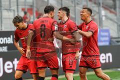 3. Liga; FC Ingolstadt 04 - Erzgebirge Aue; Tor Jubel Treffer 1:0 Fredrik Carlsen (8, FCI) Yann Sturm (7, FCI) Linus Rosenlöcher (19, FCI) Marcel Costly (22, FCI)