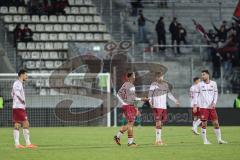 3. Liga; Erzgebirge Aue - FC Ingolstadt 04; Tor Jubel Treffer für Aue durch Fabisch Jonah (20 Aue), hängende Köpfe bei Lukas Fröde (34, FCI) Marcel Costly (22, FCI) Max Plath (14 FCI) Lukas Fröde (34, FCI)