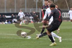 3. Liga - Testspiel - Saison 2025/26 - FC Ingolstadt 04 - SSV 1846 Ulm - Jan Boller (Nr.34 - SSV Ulm) - Yann Sturm (Nr.7 - FCI) - Foto: Meyer Jürgen