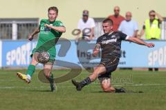 Landesliga - Saison 2024/25 - SV Manching - TSV Schwabmünchen - Luca Oehler (Nr.3 - SV Manching) - Aschner Maximilian #23 schwarz Schwabmünchen
 - Foto: Meyer Jürgen