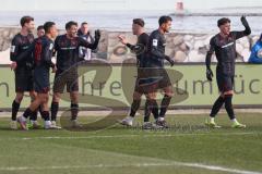 3. Liga - Saison 2025/26 - Hansa Rostock - FC Ingolstadt 04  -  Der 0:1 Führungstreffer durch - Marcel Costly (Nr.22 - FCI) jubel - - XXXXX - Foto: Meyer Jürgen