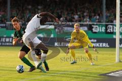 3.Liga - Saison 2023/2024 - Preußen Münster - FC Ingolstadt 04 - Daouda Beleme (Nr.9 - FCI) - Torwart Max Schulze Niehues (Nr.35 - Preussen Münster)  - Foto: Meyer Jürgen