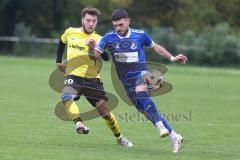 Kreisliga- Saison 2024/25- TSV Ober./Unterh.stadt - FC Hitzhofen /Oberzell -  - Manuel Furino gelb Hitzhofen -  - Baran Cakir blau Oberh.stadt - Foto: Meyer Jürgen