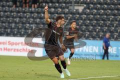 3. Liga - Saison 2025/26 - VFB Stuttgart II - FC Ingolstadt 04  - Der 1:2 Anschlusstreffer durch Mads Borchers (Nr.9 - FC Ingolstadt 04) - jubel - Foto: Meyer Jürgen