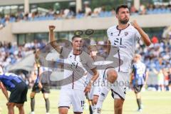 3. Liga; 1. FC Saarbrücken - FC Ingolstadt 04 - 2:3 Tor Jubel Treffer Lukas Fröde (34, FCI) mit Mladen Cvjetinovic (19, FCI) Simon Lorenz (32, FCI)