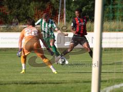 Landesliga - Freundschaftsspiel - Saison 2026/27 - SV Manching - FC Ingolstadt 04 II - Faris Hapi (Nr.4 - FCI II) - Dzenis Seferovic (Nr.6 - SV Manching) - Torwart Louis Marbach (Nr.22 - FCI II) - Foto: Meyer Jürgen