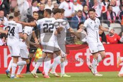 3. Liga; Energie Cottbus - FC Ingolstadt 04; Tor Jubel Treffer Ryan Malone (16, FCI) Sebastian Grönning (11, FCI) Tim Heike (9, FCI) Marcel Costly (22, FCI) Gustav Christensen (24, FCI) Felix Keidel (43, FCI)