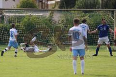 Kreisklasse - Saison 2024/25- TSV Großmehring - SV Oberstimm -  Der 1:0 Führungstreffer durch Sebastian Eisenberger blau Großmehring-  - Tomas Ruhland Torwart Oberstimm - jubel -  - Foto: Meyer Jürgen