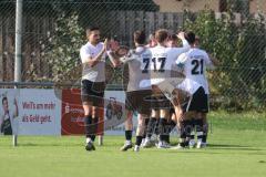 Kreisliga - Saison 2024/25- SV Hundszell - SV Menning -  -   Der 1:0 Führungstreffer durch - Leon Drees weiss Hundszell - jubel - XXXXX - Foto: Meyer Jürgen