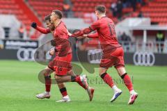 3. Liga; FC Ingolstadt 04 - TSV Havelse; Tor Jubel Treffer 2:1 Max Besuschkow (17, FCI) Marcel Costly (22, FCI) Jonas Scholz (15, FCI)