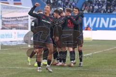 3. Liga - Saison 2025/26 - Hansa Rostock - FC Ingolstadt 04  -  Der 0:3 Führungstreffer durch - Marcel Costly (Nr.22 - FCI) - jubeln den Fans zu - XXXXX - Foto: Meyer Jürgen