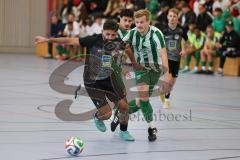 Lotto Bayern Hallencup - Lindenkreuzhalle Saison 2024/25 - DJK München -  SV Manching - Samet Bastürk schwarz München - Rainer Meisinger grün Manching - Foto: Meyer Jürgen