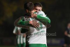 Landesliga - Saison 2025/26 - SV Manching - TSV Hollenbach - Der 1:0 Treffer durch Sebastian Graßl (Nr.10 - SV Manching) - jubel - Fabian  Neumayer (Nr.9 - SV Manching) - XXXXX - Foto: Meyer Jürgen