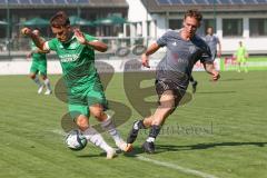 Bezirksliga - Saison 2024/25 - FC Gerolfing - SpVgg Feldmoching - Armin Bortenschlager (Nr.18 - FC Gerolfing) - Dino Tadic grau Feldmoching - Foto: Meyer Jürgen