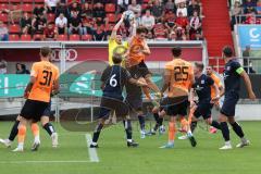 3.Liga - Saison 2023/2024 - Freundschaftsspiel - FC Ingolstadt 04 - SpVgg Unterhaching - Elias Decker  (Nr.2 - FCI) - Torwart  Rene Vollath (Nr.1 - Unterhaching) - Foto: Meyer Jürgen