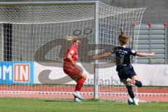 DFB - Pokal Frauen 1. Runde - Saison 2023/2024 - FC Ingolstadt 04 - FC Carl Zeiss Jena - Der 0:2 Führungstreffer durch Melina Reuter blau Jena - jubel - Lisa Ebert (Nr.10 - FCI Frauen) - Foto: Meyer Jürgen