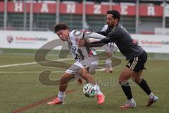 Bayernliga Nord - Saison 2026/27 - FC Ingolstadt 04 II - SV Fortuna Regensburg - Ihami Medineli dunkel Regensburg - Maximilian Wagner weiss FCI -  Foto: Meyer Jürgen