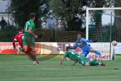 Landesliga - Saison 2024/25 - SV Manching - FSV Pfaffenhofen -  Der 0:1 Führungstreffer durch - Untersänger Maurice rot Pfaffenhofen - Torwart Obermeier Thomas Manching - jubel -  - Foto: Meyer Jürgen