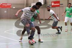 Hallenturnier Ingolstadt Nord - Saison 2024/25 - MBB SG MAnching - FC Fatih Ingolstadt  - Ali Erbas weisss Manching - Faniel Brhane grün Fatih - Foto: Meyer Jürgen