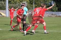 Bayernliga Nord - Saison 2023/2024 - FC Ingolstadt 04 - FC Coburg - Deer 1:0 Führungstreffer durch Leon Nuhanovic rot FCI - jubel - Foto: Meyer Jürgen