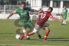 Kreisliga - Saison 2023/2024 - FC Gerolfing - Türk SV Ingolstadt - Flaur Bashota grün Gerolfing - Aytac Mandaci
 rot Türk SV - Foto: Meyer Jürgen