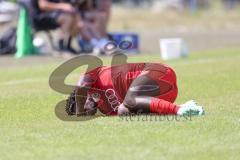 Bayernliga Nord - Saison 2023/2024 - FC Ingolstadt 04 - Würzburger FV 04 - Michael Udebuluzor (Nr.24 - FCI U21) verletzt am Boden - Foto: Meyer Jürgen