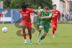 Bayernliga Nord - Saison 2023/2024 - FC Ingolstadt 04 - VFB Eichstätt - Michael Udebuluzor (Nr.24 - FCI U21) - Zimmermann Johannis #6 grün Eichstätt - Foto: Meyer Jürgen