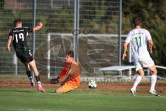 Bezirksliga - Saison 2026/27- TSV Gaimersheim - FC Gerolfing - Marlon Hochwarth (Nr.19 - TSV Gaimersheim) - Torwart Michael Oblinger (Nr.1 - FC Gerolfing) - Leo Zängler (Nr.11 - FC Gerolfing) - Foto: Meyer Jürgen