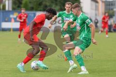 Bayernliga Nord - Saison 2023/2024 - FC Ingolstadt 04 - VFB Eichstätt - Michael Udebuluzor (Nr.24 - FCI U21) - Zimmermann Johannis #6 grün Eichstätt - Foto: Meyer Jürgen