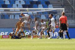 3. Liga; 1. FC Saarbrücken - FC Ingolstadt 04 - Sebastian Grönning (11, FCI) rettet Torwart Marius Funk (1, FCI) Marcel Costly (22, FCI) Lukas Fröde (34, FCI) Naifi Amine (25 FCS)