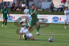 Landesliga - Saison 2024/25 - SV Manching - SV Cosmos Aystetten - Fabian Neumayer (Nr.9 - SV Manching) - Fabian Krug weiss Aystetten - Foto: Meyer Jürgen