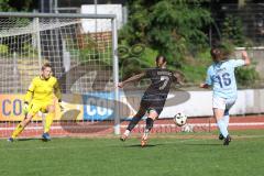 2. Bundesliga Frauen - Saison 2024/25 - FC Ingolstadt 04 Frauen - SG 99 Andernach - Nadja Burkhard (Nr.7 - FCI Frauen) - Van der Laan Laura Torwart Andernach - Engels Klara blau Andernach - Foto: Meyer Jürgen