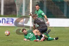 Landesliga - Saison 2024/25 - SV Manching - TSV Schwabmünchen - Johannes Dexl (Nr.13 - SV Manching) am Boden - Di Maggio Matteo schwarz Schwabmünchen
  - Foto: Meyer Jürgen