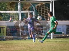 Freundschaftsspiel - Saison 2026/27 - TSV Ober/.Unterhaunstadt - FC Gerolfing  - Atilla Demir (Nr.29 - FC Gerolfing) - Yasin Baysal TW Ober/Unterh.stadt - Foto: Meyer Jürgen