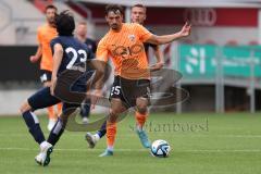 3.Liga - Saison 2023/2024 - Freundschaftsspiel - FC Ingolstadt 04 - SpVgg Unterhaching - Arian Llugiqi (Nr.25 - FCI). - Markus Schwabl (Nr.23 - Unterhaching) - Foto: Meyer Jürgen