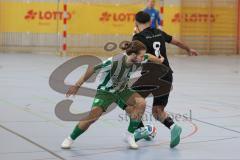 Lotto Bayern Hallencup - Lindenkreuzhalle Saison 2024/25 - DJK München -  SV Manching - Daniel Schweiger grün Manching - Samet Bastürk schwarz München - Foto: Meyer Jürgen