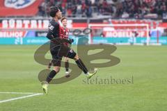 3. Liga; FC Ingolstadt 04 - VfB Stuttgart II; Tor Jubel Treffer Deniz Zeitler (38, FCI) nach 24 Sekunden 1:0