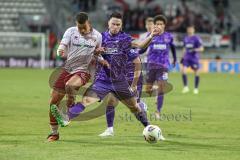 3. Liga; Erzgebirge Aue - FC Ingolstadt 04; Zweikampf Kampf um den Ball Marcel Costly (22, FCI) Seiffert Moritz (30 Aue) Malone Ryan (16 Aue)