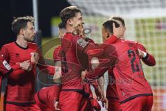 3. Liga; SSV Ulm - FC Ingolstadt 04; Tor Jubel Treffer 0:1 Julian Kügel (29, FCI) Marcel Costly (22, FCI)