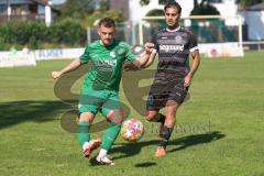 Landesliga - Saison 2024/25 - SV Manching - TSV Schwabmünchen - Ralf Schröder (Nr.21 - SV Manching) - Merane Gabriel #10 schwarz Schwabmünchen
 - Foto: Meyer Jürgen