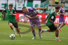 3. Liga - Saison 2026/27 - SC Preussen Münster - FC Ingolstadt 04 - Ognjen Drakulic (Nr.30 - FCI) - Torge Paetow (Nr.16 - Preussen Münster) - Foto: Meyer Jürgen