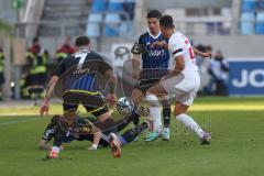 2024_1_27 - 3. Liga - Saison 2023/24 - 1. FC Saarbrücken - FC Ingolstadt 04 -  - Marcel Costly (Nr.22 - FC Ingolstadt 04) - Marcel Gaus (Nr.19 - 1. FC Saarbrücken) - Foto: Meyer Jürgen