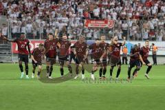 Toto-Pokal - Saison 2023/2024 - FC Ingolstadt 04 - Jahn Regensburg - Elmeterschießen gewonnen - jubel - Torwart Marius  Funk (Nr.1 - FCI) hält den Elfmeter - Foto: Meyer Jürgen