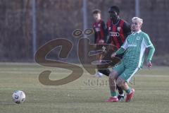 *** A-Junioren Bundesliga  - Saison 2025/26 - FC Ingolstadt 04 - SpVgg Greuther Fürth - Oladosu Omotolani schwarz FCI - Lober Jannik grün Fürth  - Foto: Meyer Jürgen