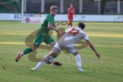 Landesliga - Saison 2024/25 - SV Manching - SV Cosmos Aystetten - Rainer Meisinger (Nr.8 - SV Manching) - Fabian Krug weiss Aystetten - Foto: Meyer Jürgen