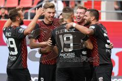 3. Liga; FC Ingolstadt 04 - SSV Ulm 1846; Tor Jubel Treffer 3:0 Jannik Mause (7, FCI) mit Benjamin Kanuric (8, FCI) Mladen Cvjetinovic (19, FCI) Pascal Testroet (37, FCI) David Kopacz (29, FCI)